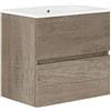 Baikal, Set da bagno Natura. Mobile da bagno con fondo ridotto, con lavabo in ceramica. Distribuzione a due cassetti. Mobile montato. Due cassetti senza specchio. Profondità 39 cm 70 cm Nebraska