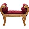 Biscottini International Art Trading Stile Oro 132x52x75 cm, Poltrona Legno di faggio, Panchetto casa, Sgabello Barocco Imbottito, Grande (L6744-1)