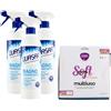 FEI FAN SET PULIZIA: 3x Quasar Detergente BAGNO Igienizzante Spray, Anticalcare, Elimina i Residui Di Sapone, Risciacquo Veloce 580ml + Panno In Microfibra SOFT, Panno Multiuso (Colori Assortiti)