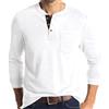 INGORINA Henley - Camicia da uomo casual a maniche lunghe e corte, in cotone, con bottoni e tasca, 01 Bianco, 3XL