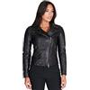 D'Arienzo Chiodo Pelle Nera Donna Giacca Biker Vera Pelle Made in Italy Kbc Nero/L