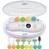 Royal Angels Tagliaunghie Elettrico Ricaricabile 22 in 1, Lima Unghie Neonati con Schermo LCD, Custodia, 13 Ricambi, 4 Velocità e Luce LED, Kit Manicure (Ricaricabile, BIANCO BLU)