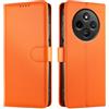 JUNETOP Cover per Xiaomi Redmi 14C 4G / Poco C75, Custodia a Libro Portafoglio Flip Case in Pelle PU di Alta Qualità [Protezione Blocco RFID] - Arancione