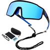 NAMIS Occhiali Ciclismo Uomo Donna UV400 Occhiali Veloci Regolabile Occhiali Bici Blu Occhiali Running Antivento Occhiali da Sole Sportivi Polarizzati per Sci MTB Alpinismo Corsa Baseball