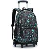 Voici et Voila Zaini con Ruote Scuola Grande Trolley Borsa Zaino Scuola Medie Bambina Bambini Zaini con Rotelle 6 Ruote Zaino Bambini Viaggio Bagaglio Uomo Nero 33x21x52cm
