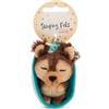 NICI 61605 Sleeping Pets Portachiavi a forma di cagnolino Yorkshire Terrier nel cestino, compagno fedele per lo zaino o la borsa di grandi e piccini, 8 cm, marrone