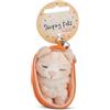 NICI 61607 Sleeping Pets Portachiavi a forma di gatto nel cestino, compagno fedele per lo zaino o la borsa di grandi e piccini, 8 cm, beige