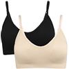 Vertvie - Reggiseno sportivo da donna, 2/3/4 pezzi, senza ferretto, imbottito senza cuciture, reggiseno a basso supporto 1 nero/colore della pelle. S