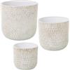 DRW Set di 3 vasi circolari in Ceramica in Marrone, 30 x 28 cm, 25 x 24 cm e 20 x 19 cm