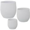 DRW Set di 3 vasi in ceramica in bianco e texture sabbia 30 x 27, 24 x 22 e 19 x 17 cm