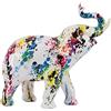 DRW Figura di un elefante in resina con un graffiti in multicolore 30x12x28cm