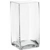 DRW Vaso da tavolo in vetro trasparente 12 x 12 x 25 cm