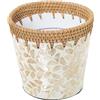 DRW Vaso rotondo in madreperla e rattan, 14 x 18 cm