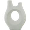DRW Vaso da tavolo con apertura in ceramica in bianco opaco 23 x 9 x 30 cm