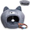 KawaiPets - Cuccia Gatto - Letti per Gatti per Interni, Lavabile con Cuscino Rimovibile - Cuccia Gatto Interno - Casetta per Gatti con Giocattolo Appeso e Collare Multicolore