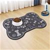 DOTBUY-SHOP Tappetino Sotto Ciotola Cani Assorbente, Forma Osso Tappetini Sottociotola in Diatomite per Gatti Tappeto Sotto Ciotola Asciugatura Rapida Antiscivolo Lavabile (Grigio scuro,60x90cm)