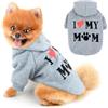 PAIDEFUL Cappotto per cani di piccola taglia in caldo pile morbido antivento con cappuccio alla moda per cuccioli con stampa I Love My Mom giacca termica per animali domestici a maniche corte