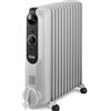 De'Longhi RadiaS Easytronic TRRS1225, Radiatore Elettrico a Olio, Risparmia Energia, 12 Alette per Stanze fino a 75m³, 3 Zone Riscaldamento, Termostato di Sicurezza, Antigelo, Grigio
