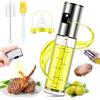 Nylea Spruzzatore per olio da cucina, 100 ml, in acciaio inox, per friggitrice ad aria calda, per insalata, barbecue, cottura in cucina, piccolo vetro