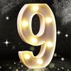 Aslanka Numero 9 argento glitter decorazione LED luce, numero luci glitterate, adatto per feste di compleanno, baby shower, sfondo matrimonio decorazione della casa, 21,5 cm argento numero 9 (bianco caldo)