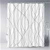 IGINOA Tenda Doccia Antimuffa 180X200 per Vasca da Bagno Grigio a Righe Tende Doccia Tessuto Angolare Shower Curtain in Poliestere Lavabili Impermeabile Tendina Doccia con 12 Anelli