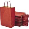 Miamex Set di 50 sacchetti rossi in carta kraft con manici - 20 x 10 x 29,2 cm - Borsa per la spesa/confezione regalo per compleanno, Natale, matrimonio.