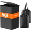 Lifewit Cesta Portabiancheria Salvaspazio con Coperchio 80L, Cesto Portabiancheria con Borsa Rimovibile, Portabiancheria Sporca Pieghevole per Camera da Letto, Bagno, Lavanderia, Nero
