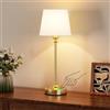 PreeOtti Lampada da Tavolo LED Senza Fili, Batteria Ricaricabile, Dimmerabile, Paralume in Lino Bianco, Lampada da Comodino LED per Camera da letto, Sala da Pranzo, Soggiorno, Deco(Ottone)