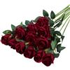 PacuM 12 Pcs Rose Finte in Seta Artificiale Bouquet Fiori Finti di Rosa con Steli Lunghi Fiori artificiali Fiori Artificiali Rose Finte Fiori artificiali， per Decorazioni per la Casa di Nozze(Borgogna)