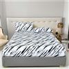 Mesnt Set Lenzuola con Angoli e Federe, Lenzuola Letto Matrimoniale con 2 Federe in Cotone lavato Strisce geometriche Confortevole Morbido Traspirante, Nero Bianco 2, 200 x 220 x 25cm