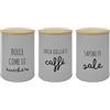 IlGruppone Set 3 Pezzi Barattoli Cucina Contenitori Certificati Contatto Alimentare Contenitore Sale Zucchero caffè Moderne Scritte Barattolo con Coperchio Ermetico Legno bambù - Grigio