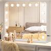 VOWNER Specchio Trucco Con Luci, Hollywood Specchio con Luci Make Up 15 LED, Specchio Led 3 Modi, Controllo Tattile, Specchio da Tavolo USB, Vanity Mirror, 58 cm x 48 cm, Bianco
