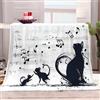Generico Coperta di Flanella 180x220 cm Note Musicali Di Gatto Nero Disegnate A Mano 3D Stampa Morbida Leggera Pile Coperte Calda Coperta Multifunzionale per Divano o Letto, Singolo e Matrimoniale