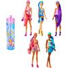 Barbie - Color Reveal Serie Jeans, Bambola con 6 sorprese da scoprire, stampa patchwork ed effetto cambia colore, giocattolo per bambini, 3+ anni, HJX55