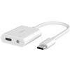 Belkin RockStar™ Adattatore audio da 3,5 mm + ricarica USB-C®, adattatore cuffie con ricarica rapida USB-C PD 60 W per iPhone 15, iPad Pro, Galaxy, Note, Google Pixel, LG, Sony Xperia ecc - Bianco