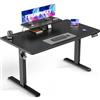 TRIUMPHKEY Scrivania Regolabile in Altezza Ripiani per Monitor,140x 60cm Scrivania Elettrica con 2 Memorie,Scrivania da Ufficio e Casa,Standing Desk,Nero