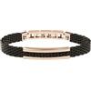 Breil, Collezione Snap, Bracciale Uomo Elegante e Moderno, in Maglia Milanese IP Black, con Placchetta in Acciaio IP Rose Gold Specchiato, Lunghezza Regolabile 17.5-21 cm, Nero-Rose Gold