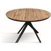 KONTE.DESIGN Tavolo rotondo PANTELLERIA in legno effetto rovere rustico con gambe incrociate in metallo antracite, allungabile ⌀120 cm - ⌀170 cm