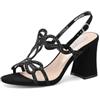 QUEEN HELENA Sandali Eleganti con Tacco Medio con Strass Donna ZM9676 (Nero, 39)