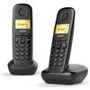 Gigaset A170 Telefono Cordless, Nero - Versione DUO (base + aggiuntivo) - Display grafico illuminato (34 x 22 mm / 1.5 ) - SMA170DUO