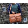 Fatto a mano Borsa da uomo in vera pelle vintage per laptop fatta a mano messenger marrone