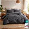 Komfortec Biancheria da letto premium super soft 3 pezzi copripiumino 200x200 cm + 2 federe 40x80 cm, 100% microfibra spazzolata, antracite