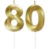Lahviuu Candele di Compleanno Numero,Candele Decorazione di Topper Torta Buon Compleanno,per Festa Nozze Anniversario Celebrazione Forniture,80 Anni (Oro)