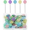 HREDZEO Spille da Cucito,100 Pcs Spilli Patchwork Spilli a Testa di Fiore di Bottone Spille da Quilting Spille da Sartoria Accessori da Cucito Spille da Sarta per Artigianato di Gioielli