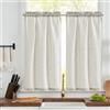 TOPICK Tende a righe in lino con strisce, opache, per cucina, sala da pranzo, bagno, piccola finestra, 65 x 115 cm, grigio su beige
