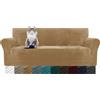 MAXIJIN Copridivano in velluto spesso a 3 posti, super estensibile, per cani Cat Pet Friendly 1 pezzo elastico Furniture Protector copridivano in peluche (3 posti, cammello)