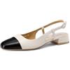 QUEEN HELENA Scarpe Eleganti con Tacco Basso Ballerine con Cinturino Donna ZM9933 (Beige Pu, Sistema Taglie Calzature EU, Adulto, Donna, Numero, Media, 40)