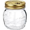 Bormioli Rocco Quattro Stagioni 79208 (12 pezzi, capacità 250 ml, vasetti per marmellata con coperchio dorato, coperchio da 70 mm)