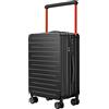 British Traveller Valigia Trolley Bagaglio a Mano Leggero da Trasportare Bagaglio da Cabina Rigido con 8 Ruote e Serratura TSA, 57,7 x 37,8 x 23 cm(Nero)