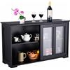 RELAX4LIFE Credenza in Legno e Vetro con 2 Ante Scorrevoli, Armadietto da Cucina con Ripiano Regolabile, Mobile Multiuso per TV da Salotto, Bianco/Nero, 106,7 x 62,5 x 33 cm (Nero)